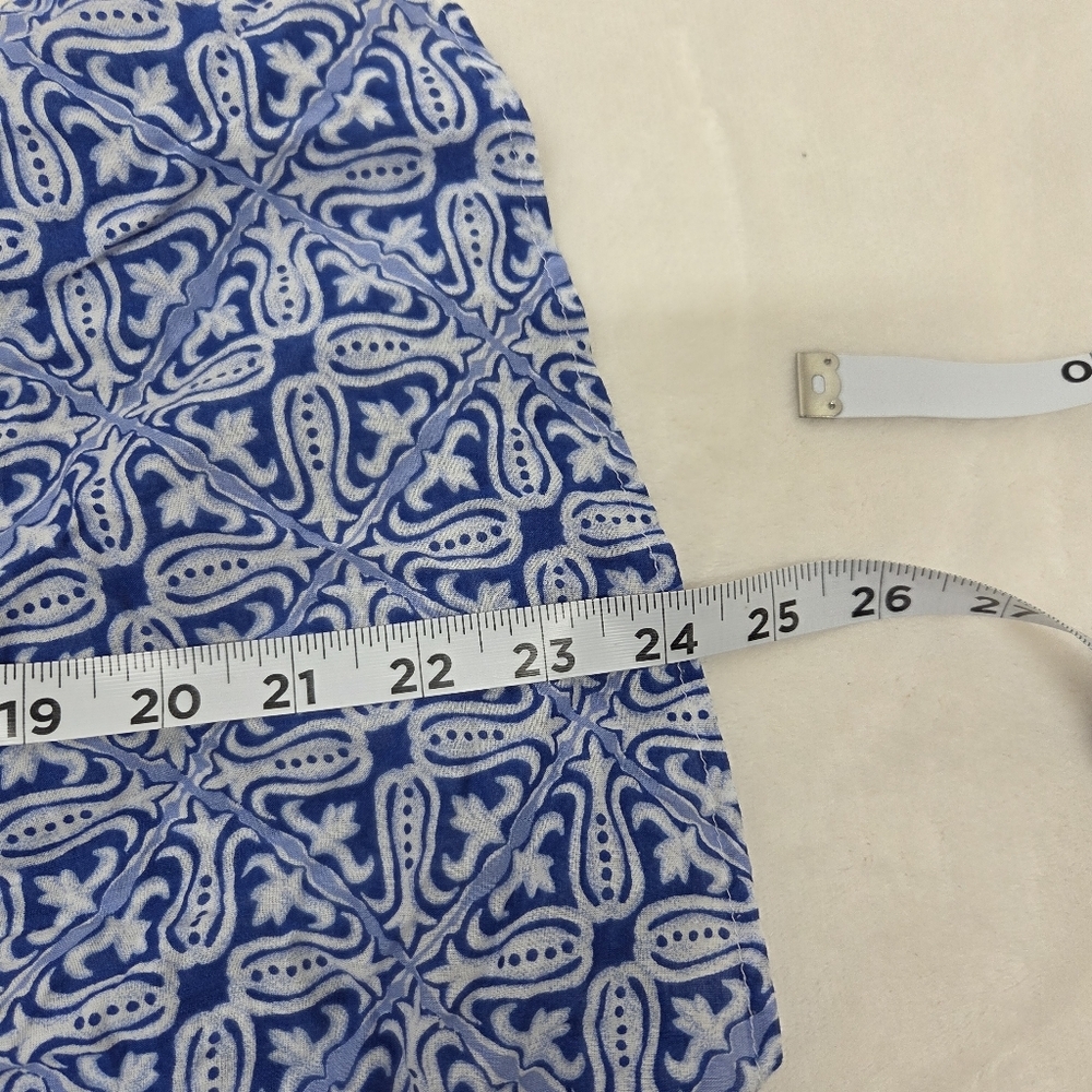 SOLD  Talbots Woman Medium Tunic Blouse Blue 3/4 Sleeve Button Front Boho Cotton - Picture 12 of 16
